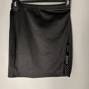 SHEIN Y2K Black Mini Pencil Skirt with Slit and Silver Chains